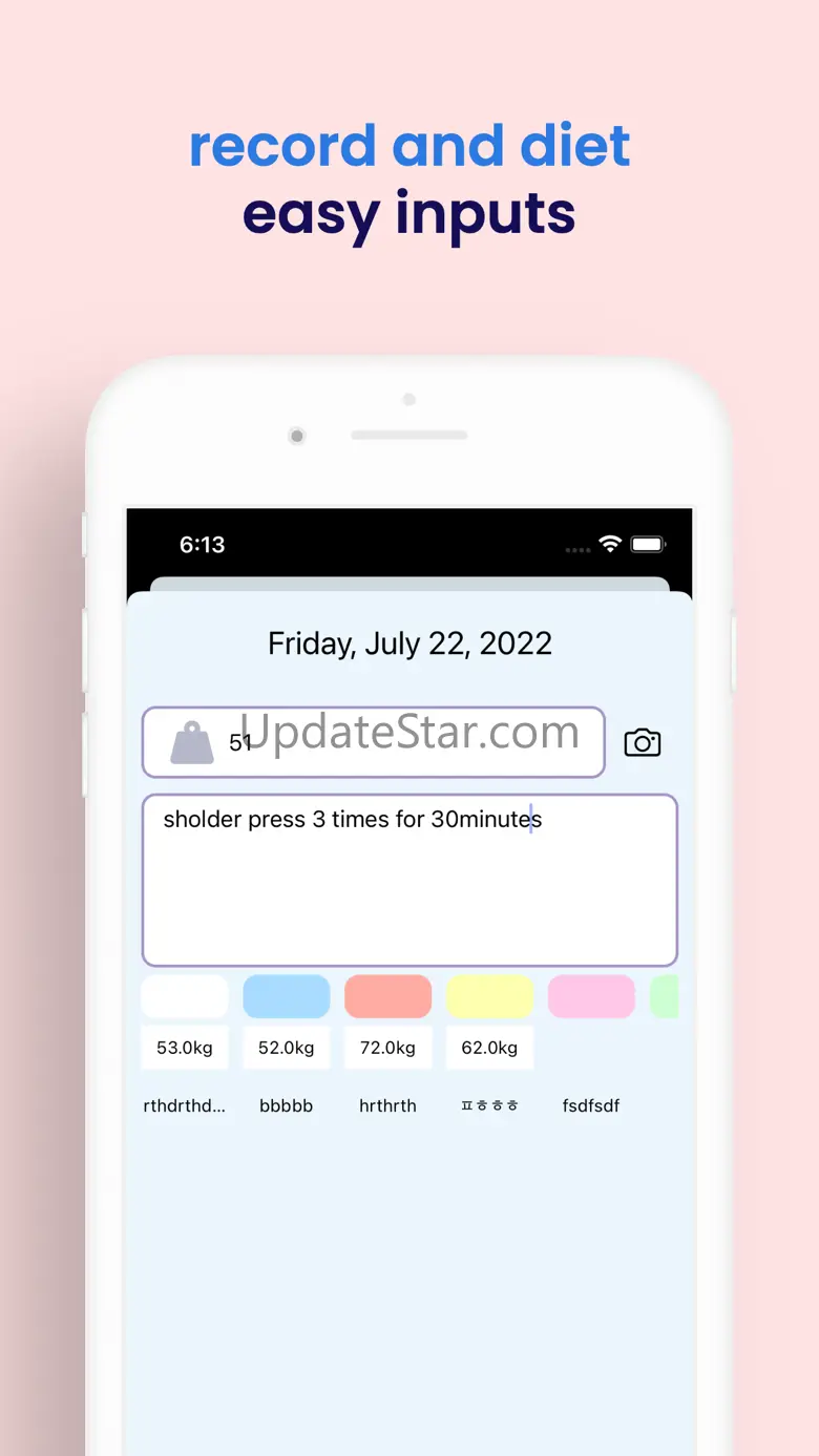 weight calendar - daily track 13.1