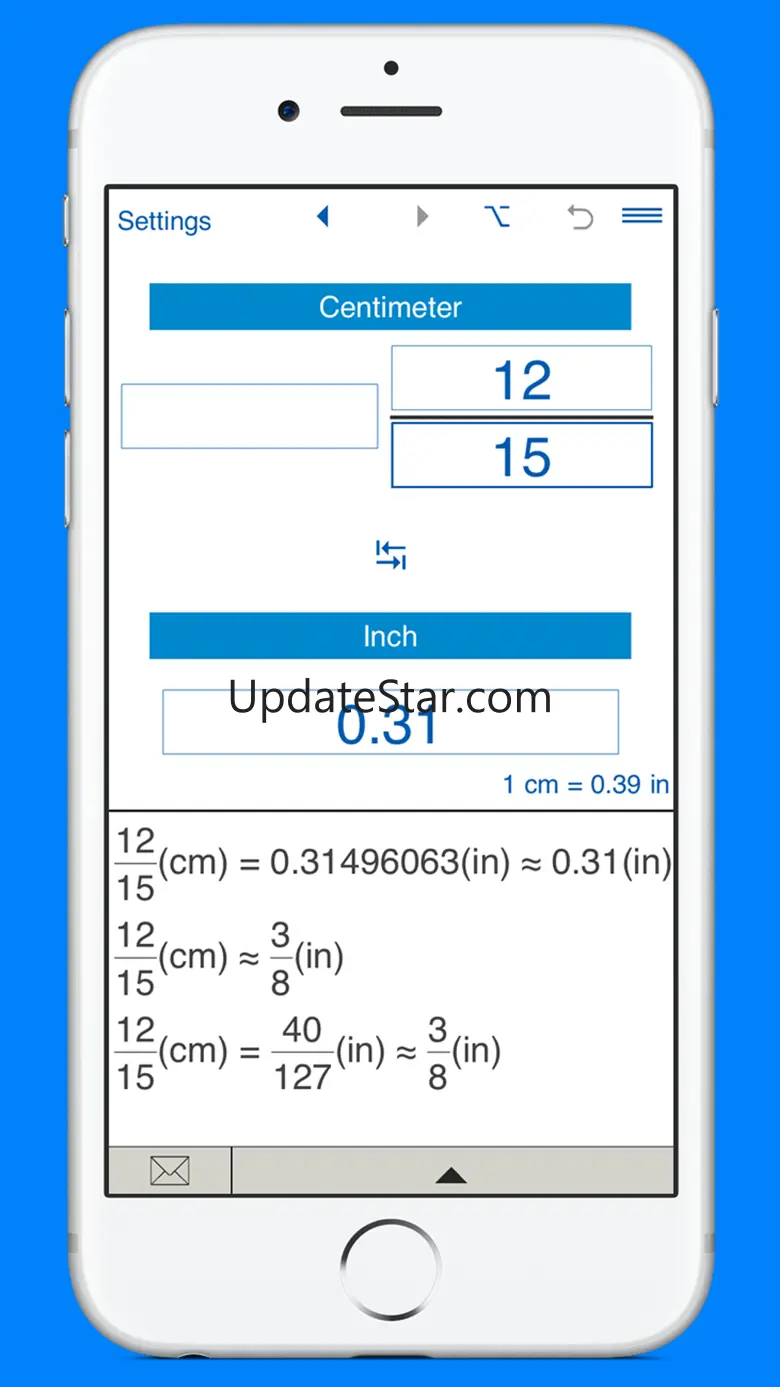 Inches to / from cm converter 1.2.1