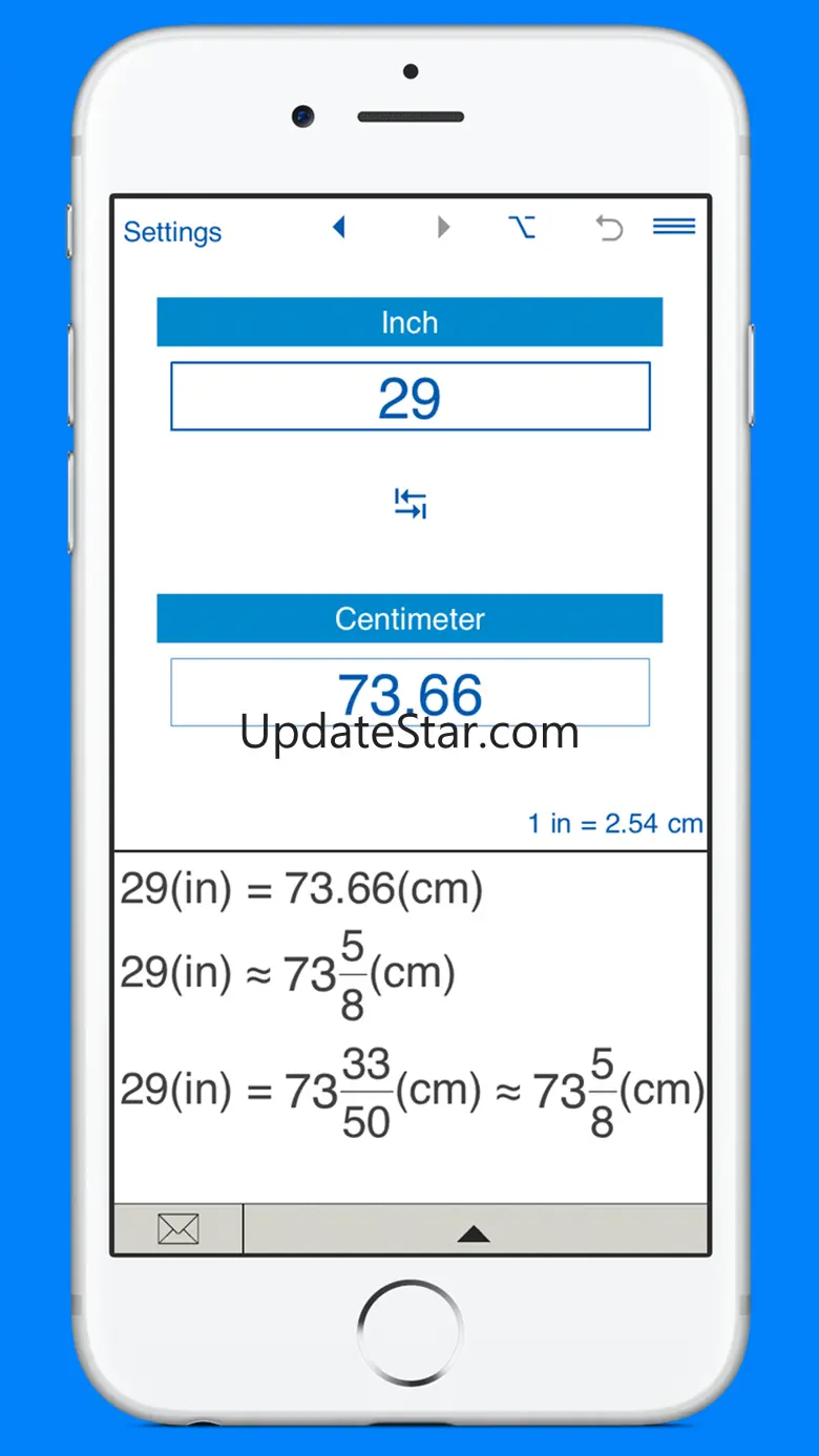 Inches to / from cm converter 1.2.1
