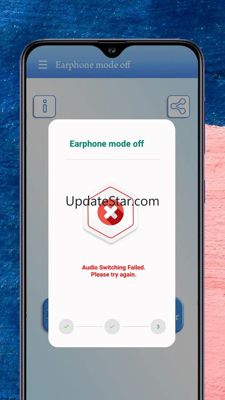 Earphone mode off/on: speaker