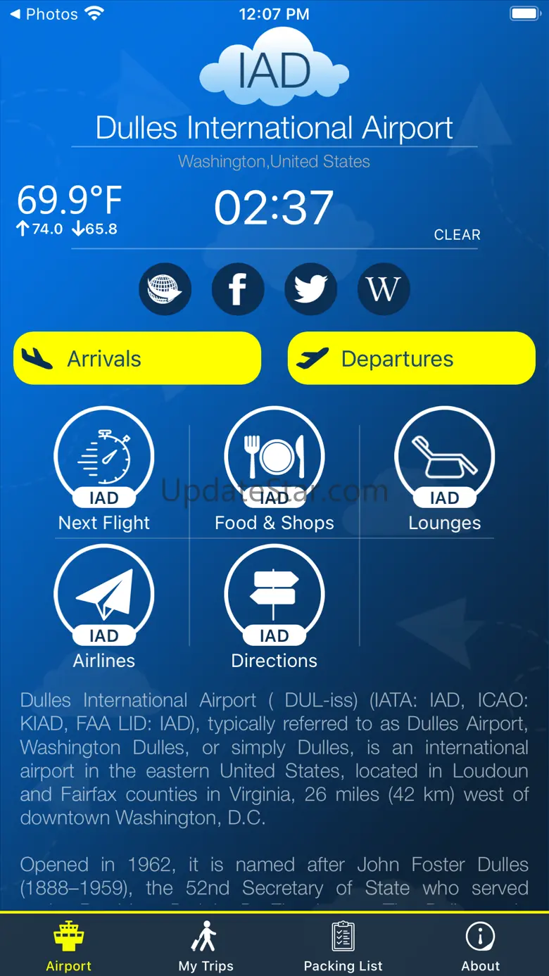 Washington Airport Info +Radar 11.0