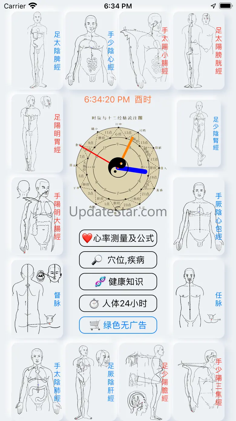 中医经络穴位注流和人体工作表 6.20