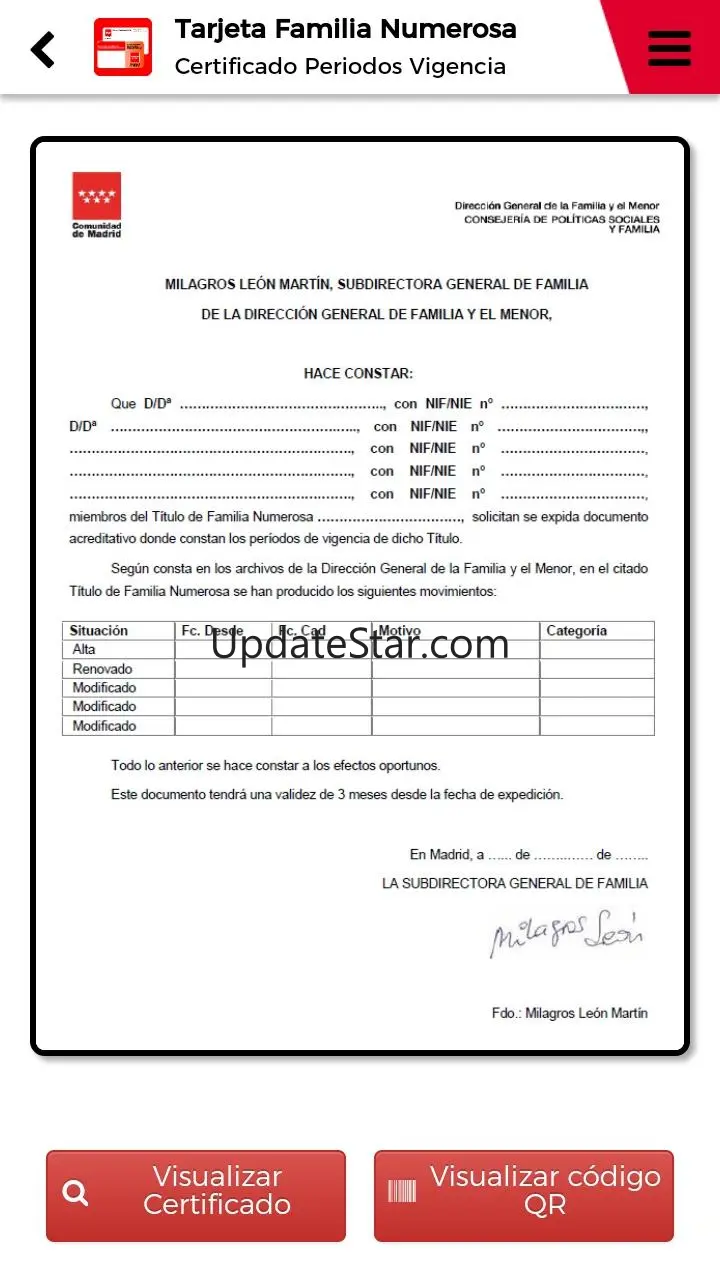 Tarjeta Familia Numerosa 1.3.0