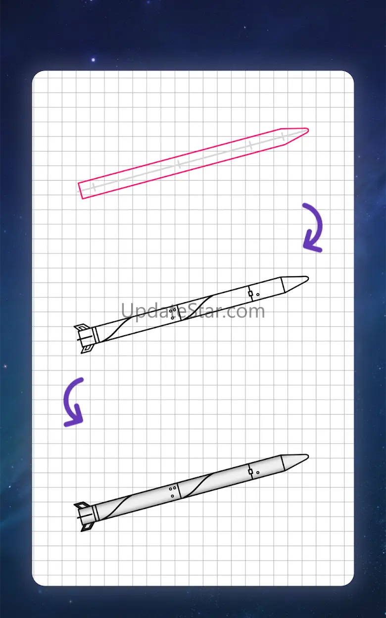 How to draw rockets by steps 4.6.1