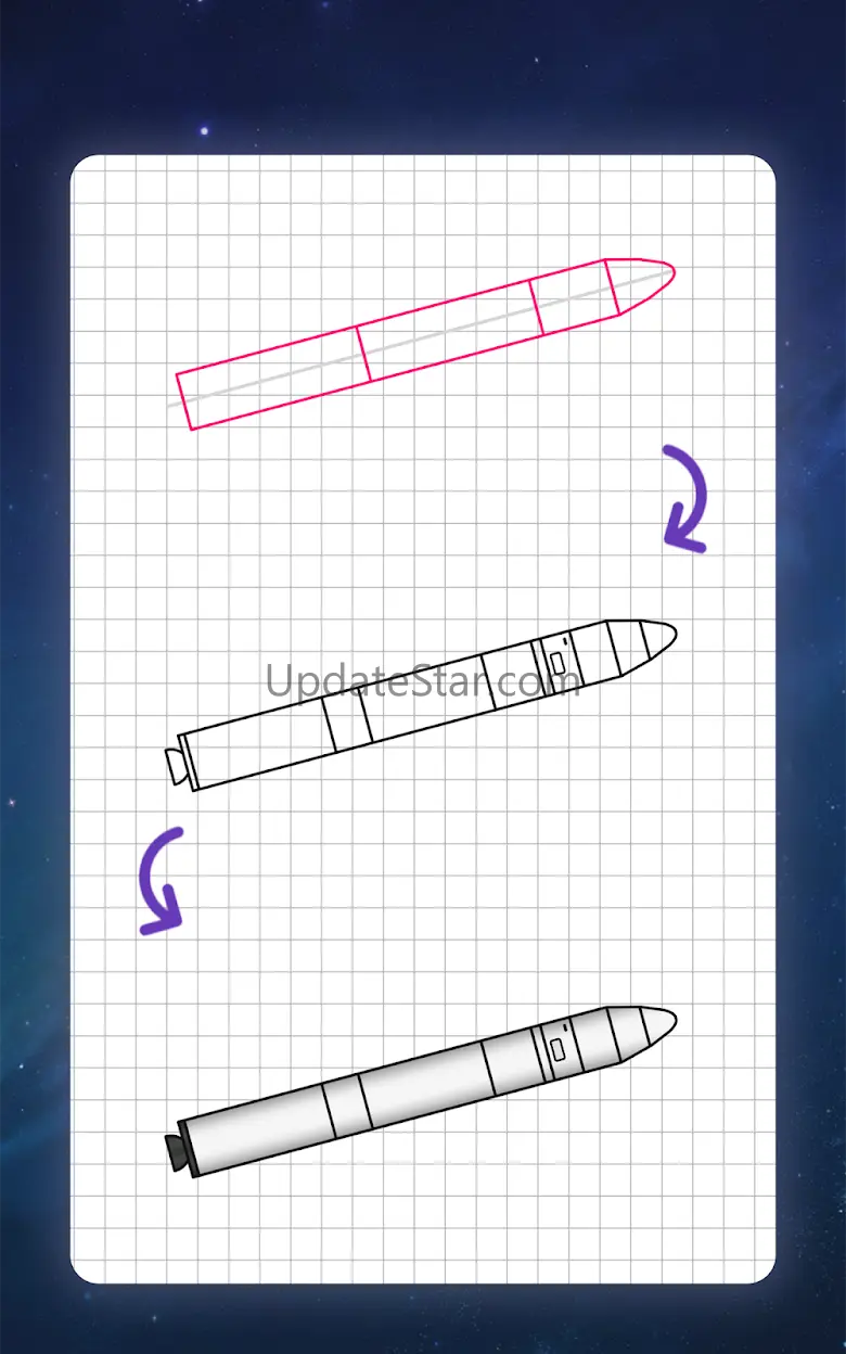 How to draw rockets by steps 4.6.1
