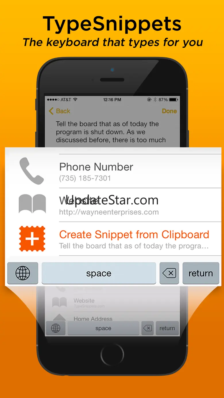 TypeSnippets — The Keyboard that types for You. 1.1.1