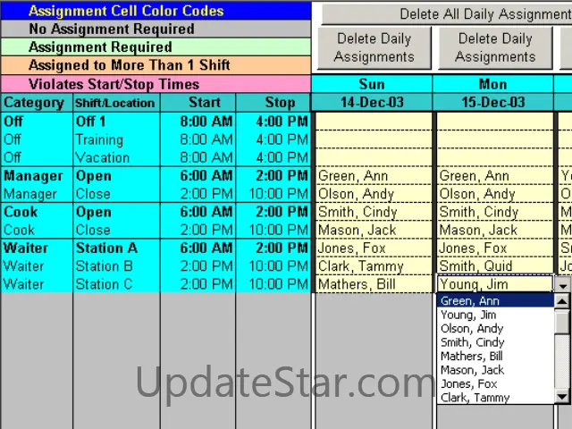 Complex Shift Schedules for 25 People 6.72
