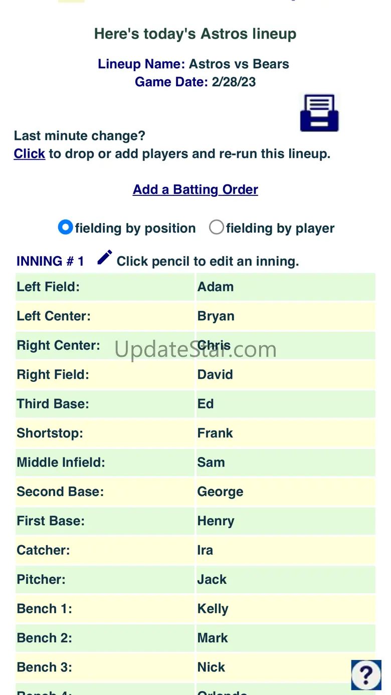 Baseball Fielding Rotation App 1.1.407