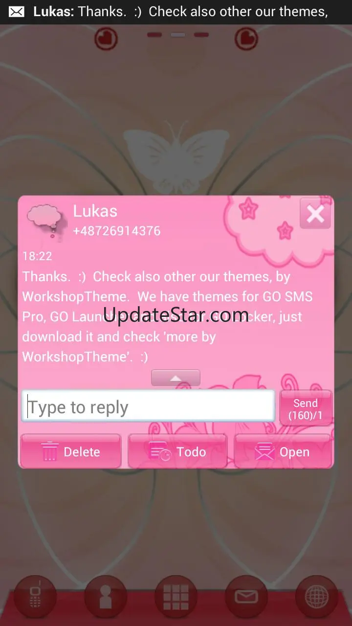 Cat Pink Theme GO SMS Pro 4.1