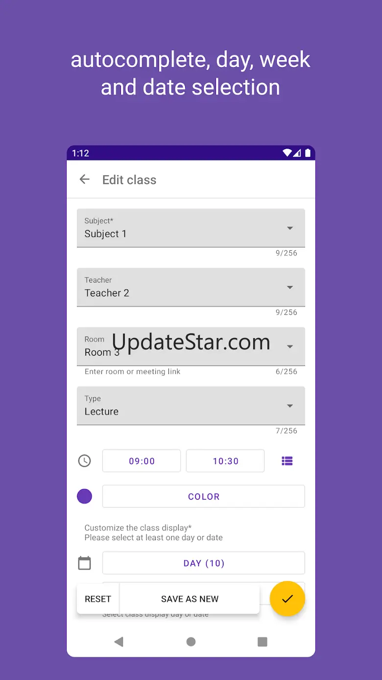 Timetable for students 56