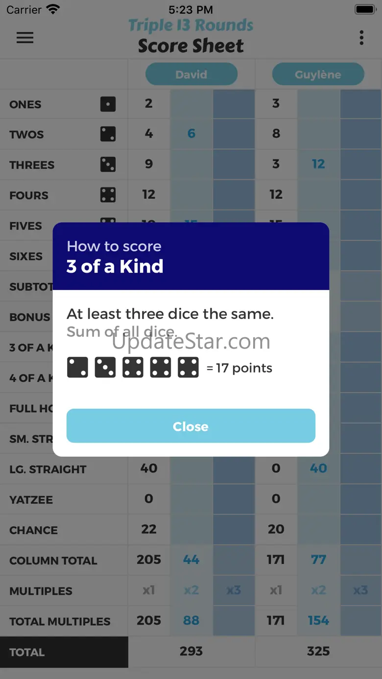 Triple 13 Rounds Score Sheet 1.16.0