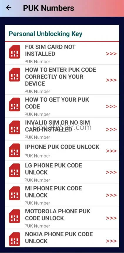 PUK SIM CODE UNLOCK GUIDE 1.9