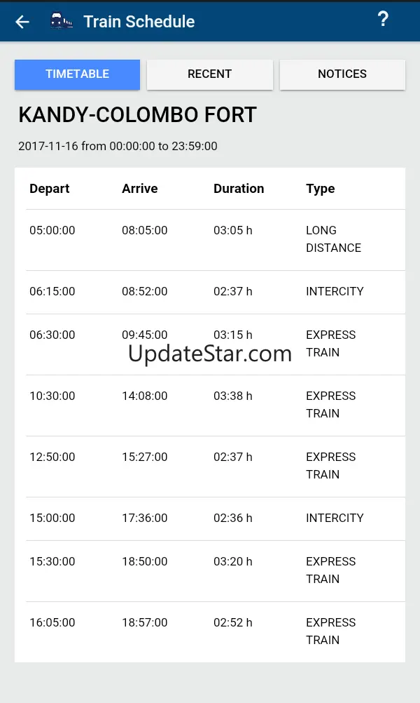 Sri Lanka Train Schedule 3.0.2