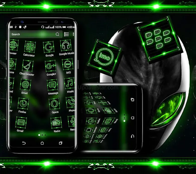 Alien Green Launcher Theme 2.9