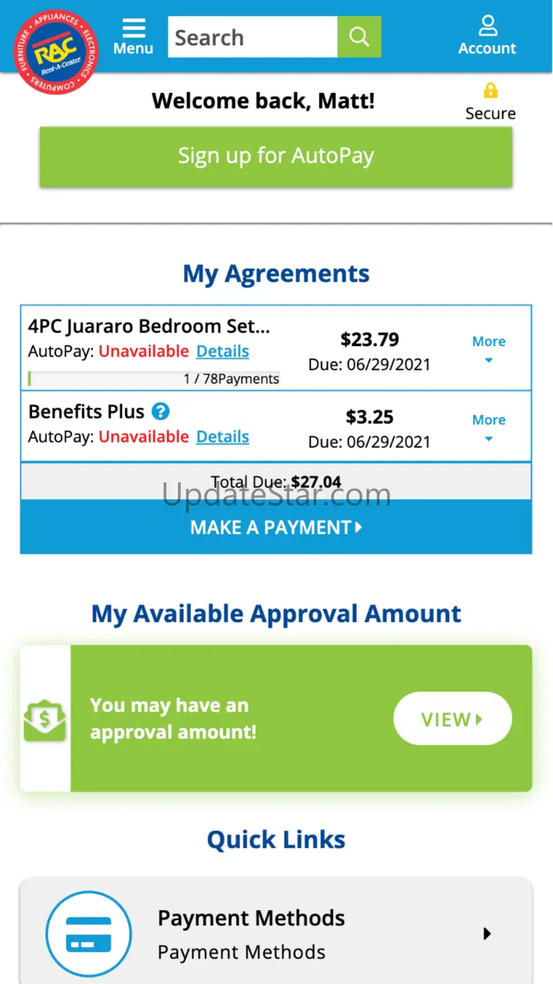 Rent-A-Center iOS App Version 3.3.0
