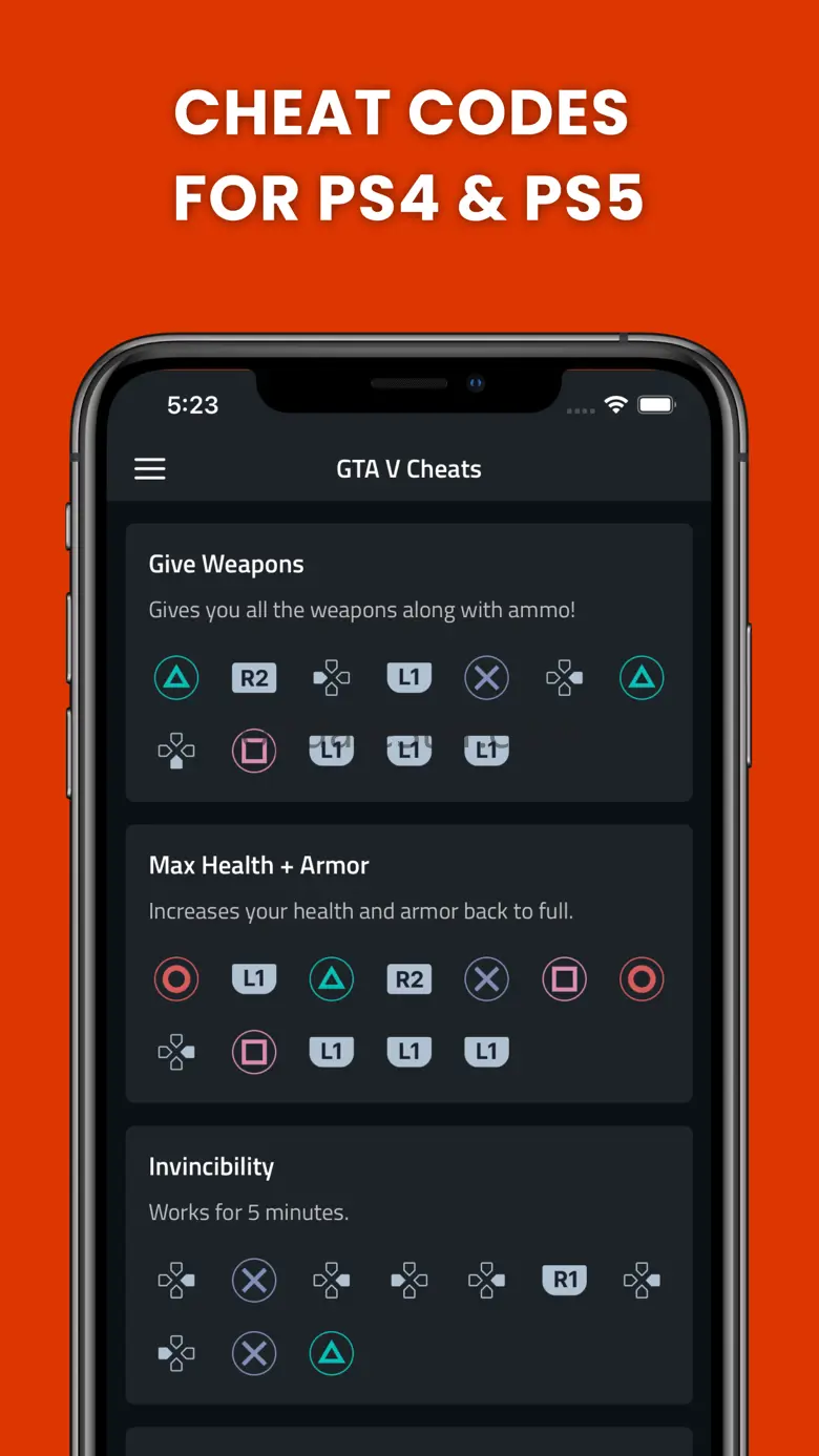 Cheats for GTA 5 - PS5,Xbox,PC 1.0.4