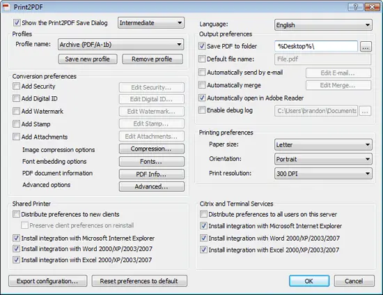 Print2PDF Conversion Server 8.0.09.1028