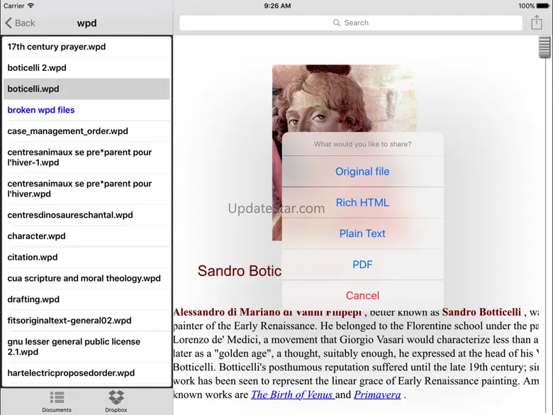 WordPerfect Viewer iPad 4.9.4