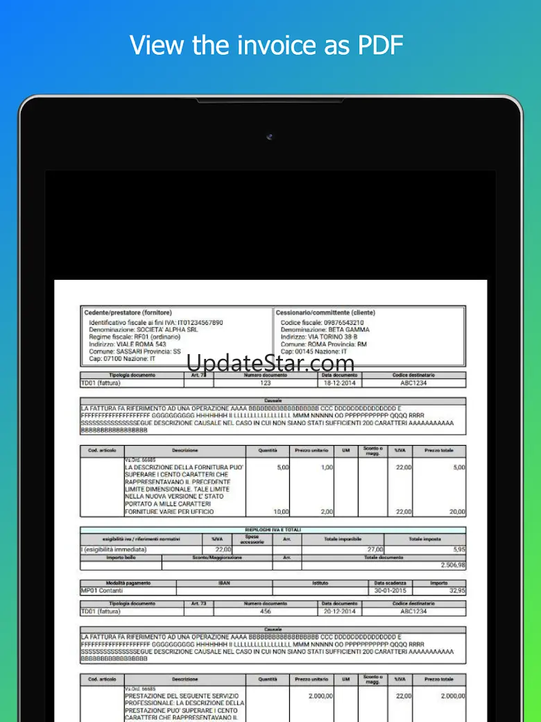 E-invoice reader - XML and P7M 2.0.1