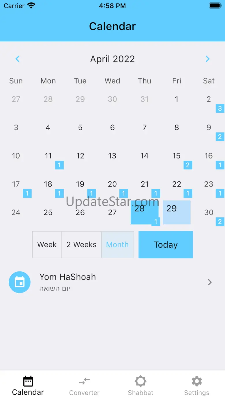 Jewish Calendar Dates 4.1.0