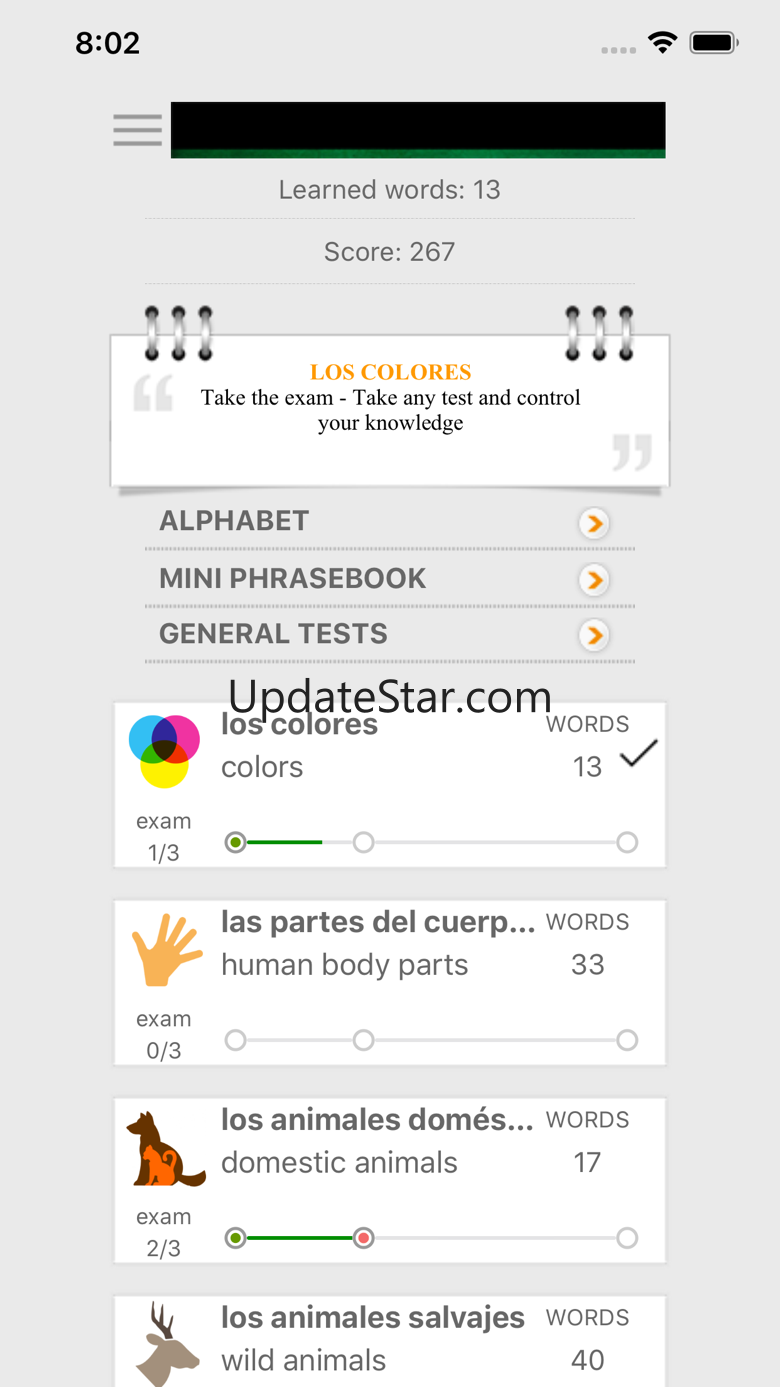 Learn Spanish words with ST 1.7.6