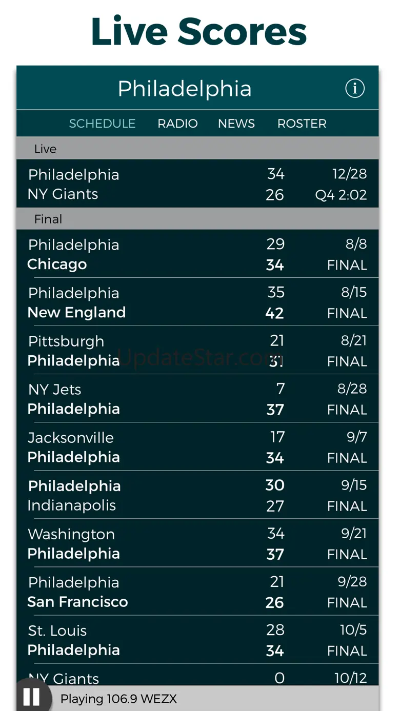 Philadelphia Football Radio & Live Scores 1.1