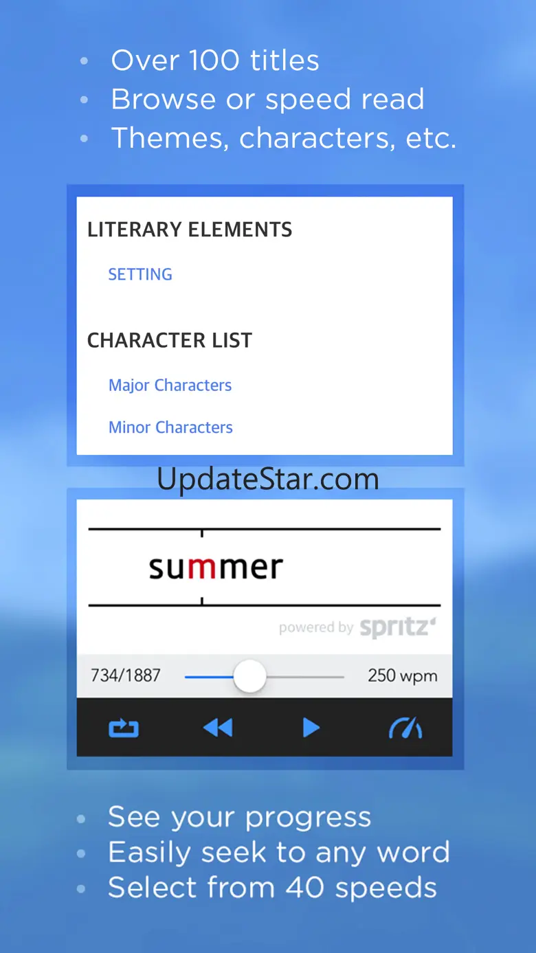 Book Notes - Summaries of Classic Literature Read Study Guides with Spritz Spark Cliffs 1.2.4