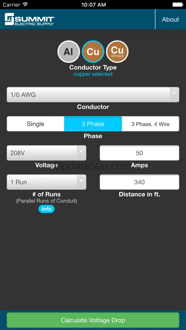 Voltage Drop Calculator Summit 1.0.87