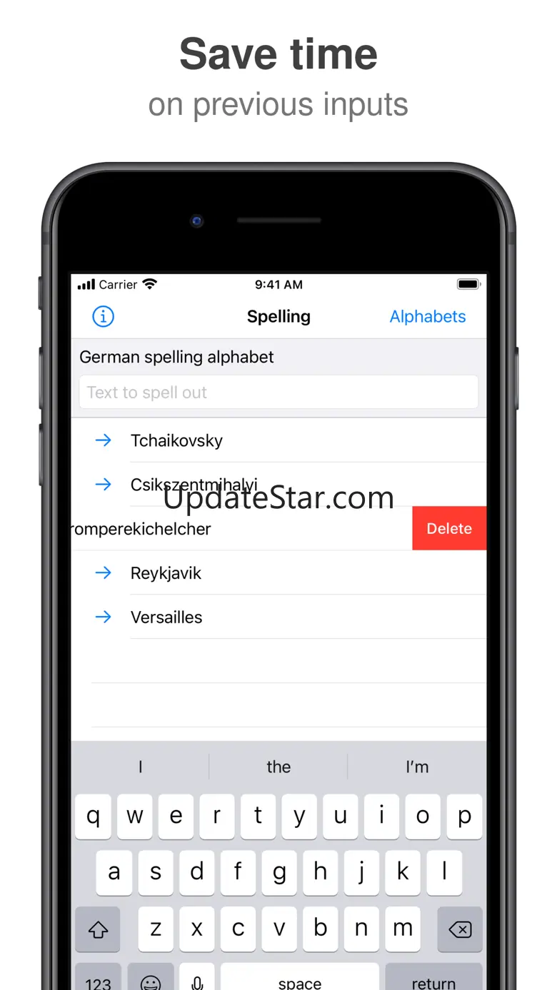 Phonetic alphabet for spelling 1.5