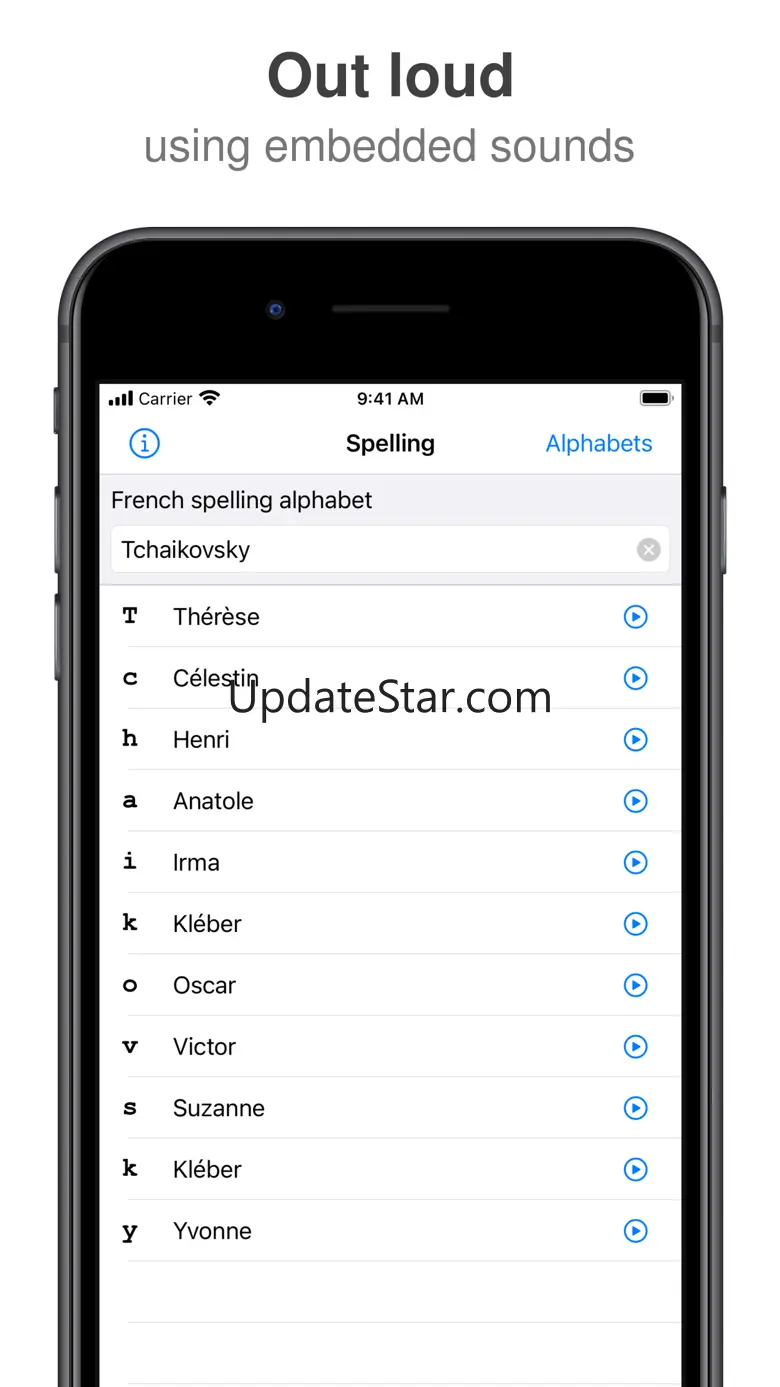 Phonetic alphabet for spelling 1.5