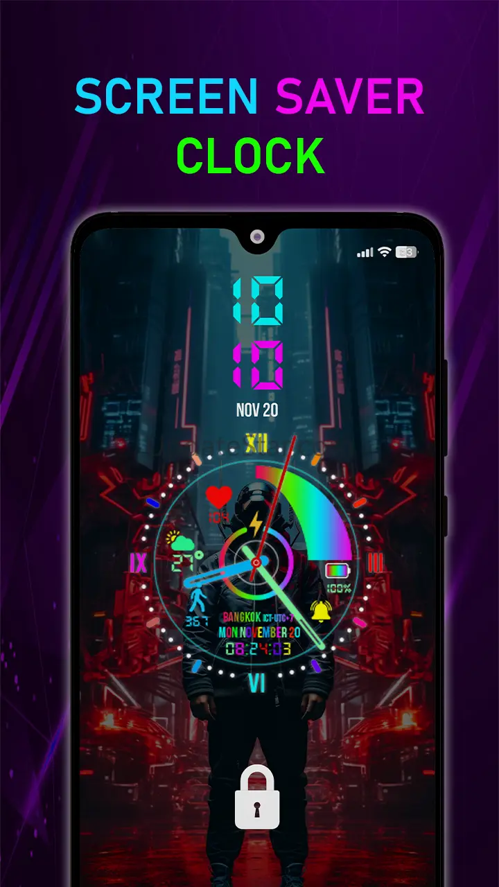 Neon Digital Clock Smart Watch 48