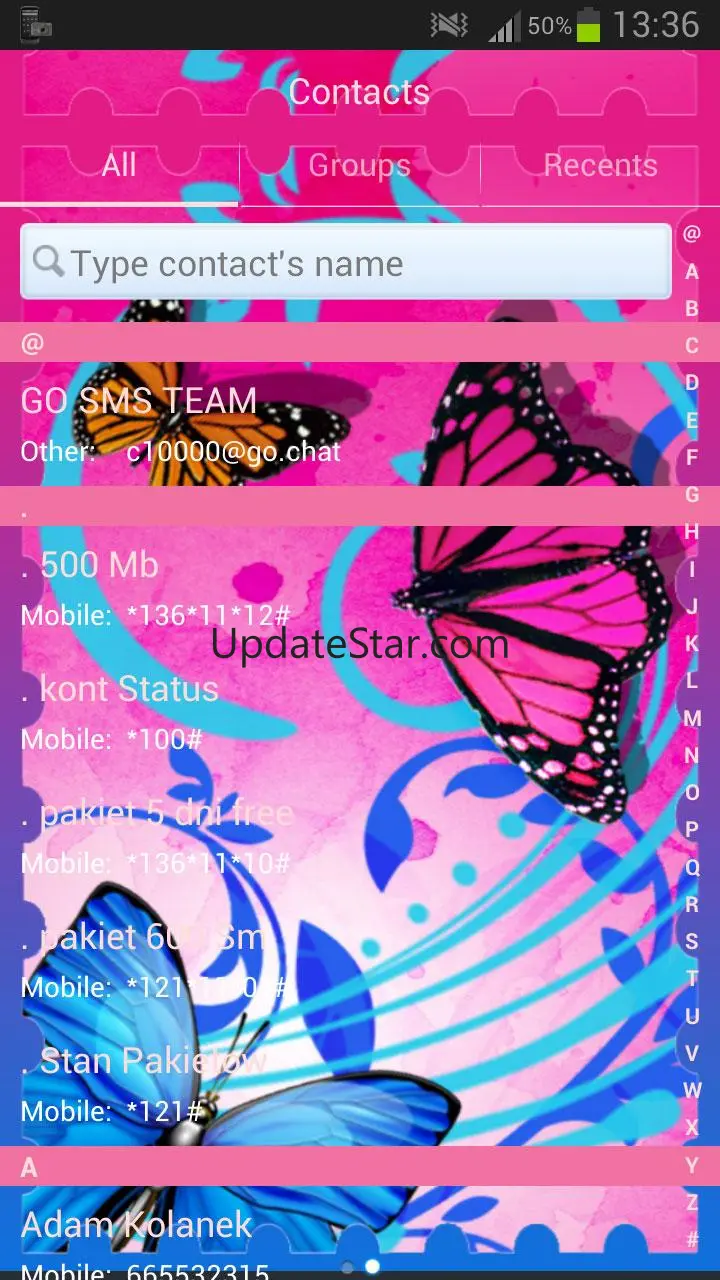 Theme Butterflies GO SMS Pro 2.6