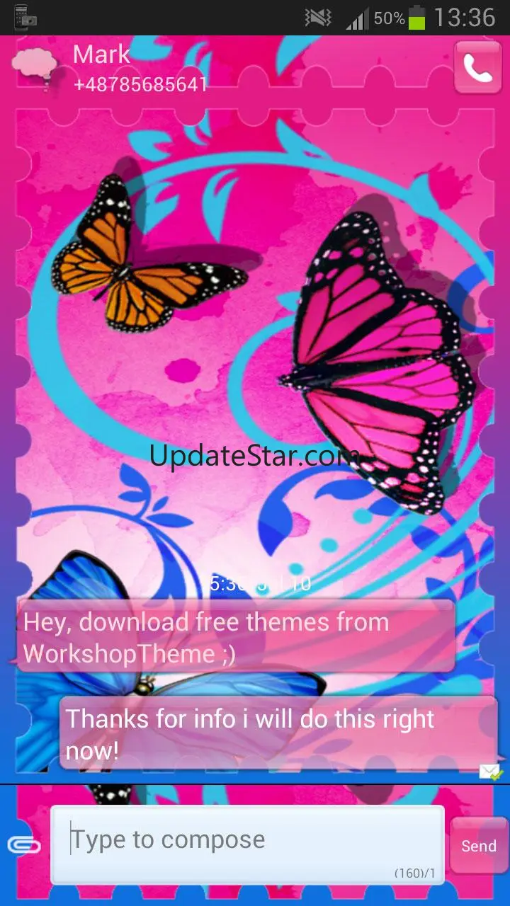 Theme Butterflies GO SMS Pro 2.6
