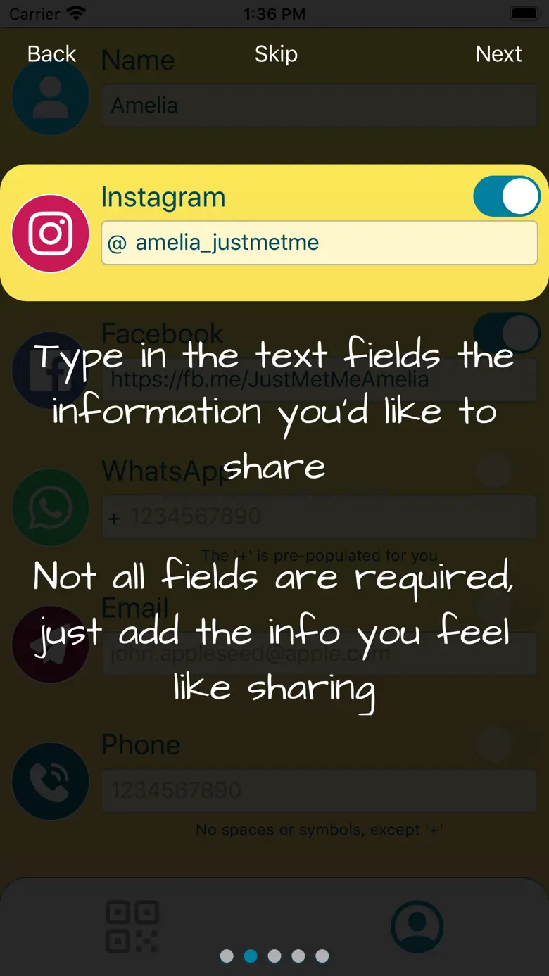JustMetMe contact share by QR 1.2.3