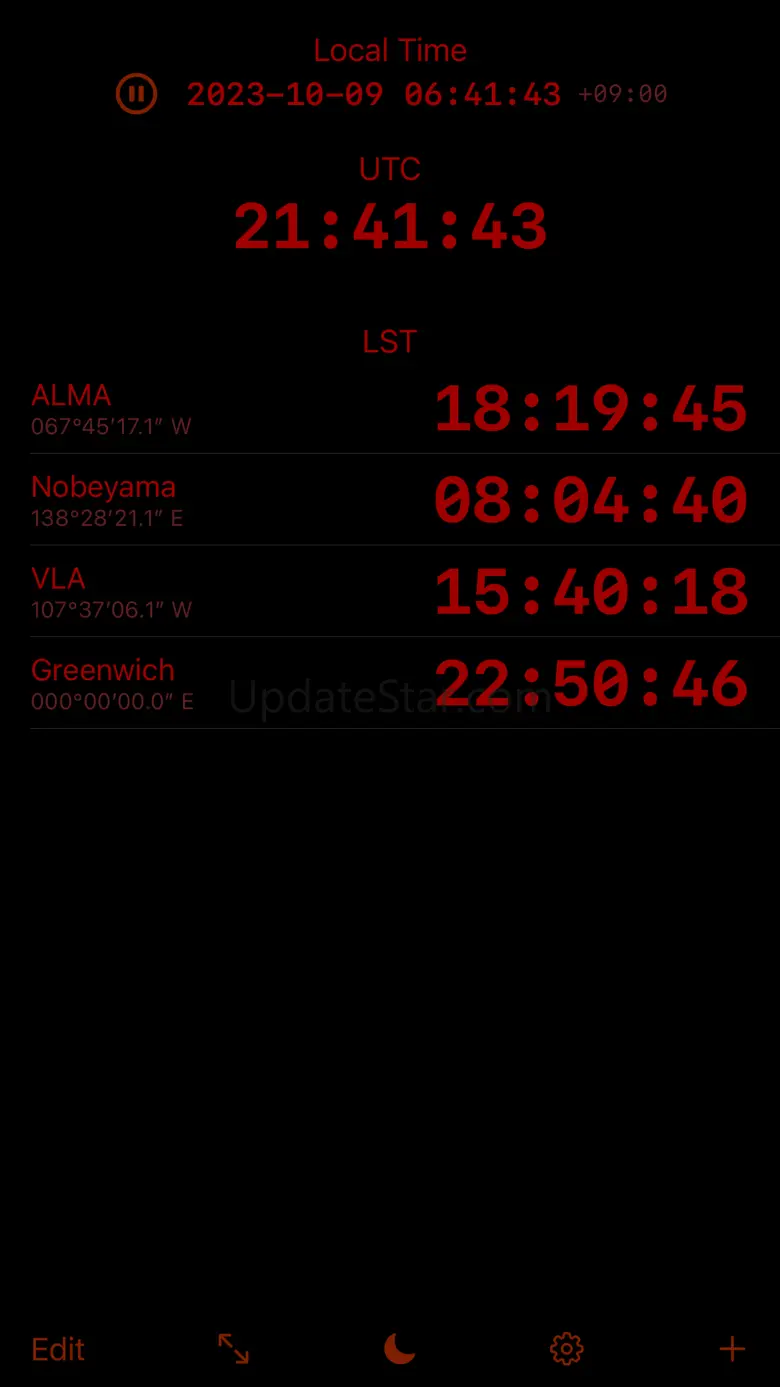 LSTclock: sidereal time clock 7.0