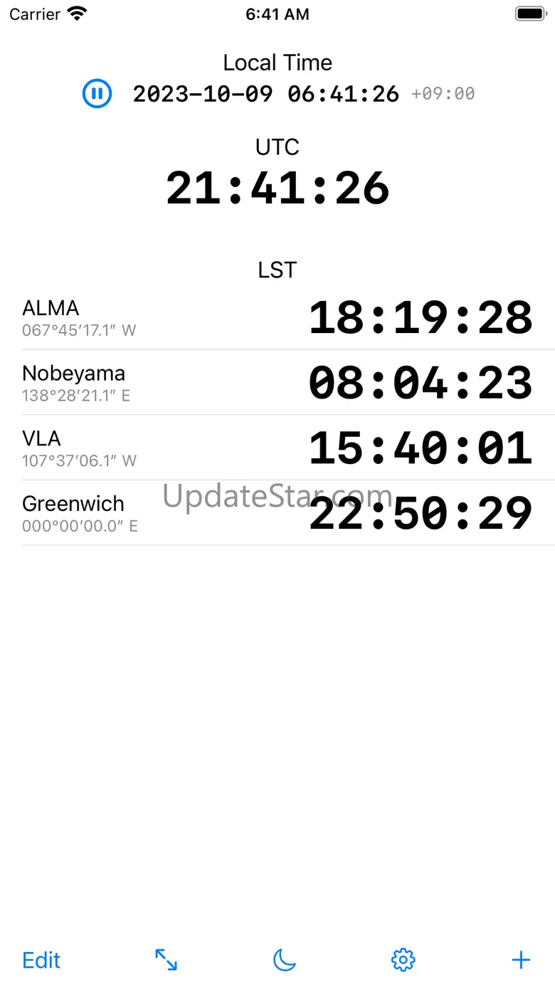 LSTclock: sidereal time clock 7.0
