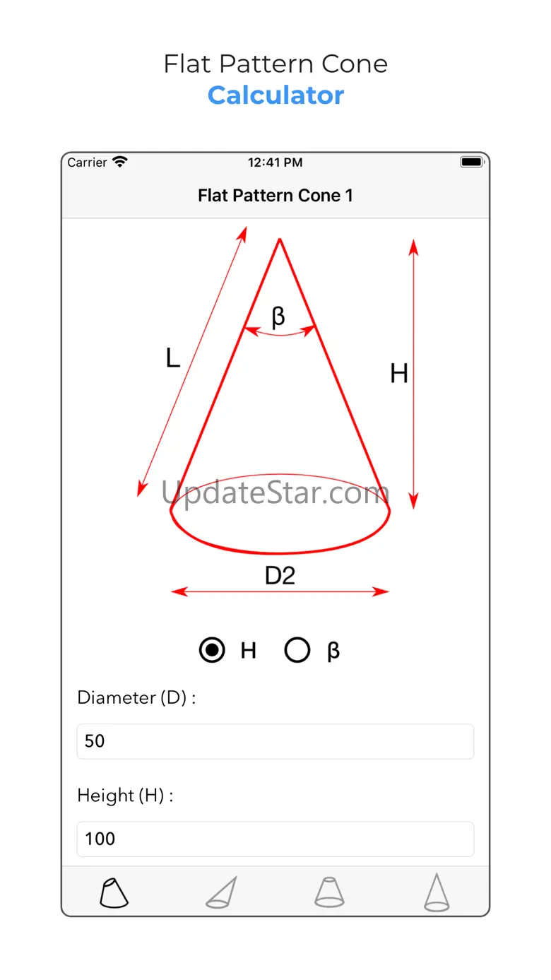 Flat pattern cone calculator 3.5
